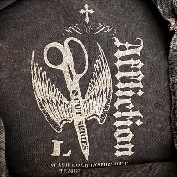 Affliction Men's Cut Series Lonely Dragon T-shirt L Black Distressed Y2k - Picture 10 of 13